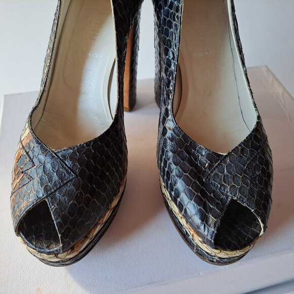 Miu Miu Runway Python Dark Blue Platform Heels Shoes Size 36 / US 6 - Picture 5 of 16
